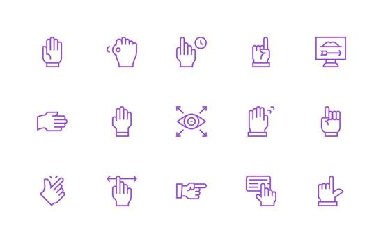 Regular Line Style Cursor Icons with 15 Vectors Multi-Style Icon Collection