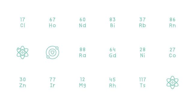 Minimal Line Style Periodic Table Icons with 18 Vectors UI Icon Set