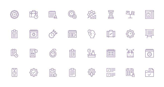 32 tarea íconos en Delgado línea estético icono conjunto para proyectos vector