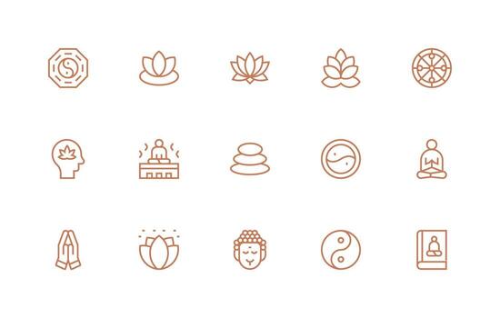 Regular Line Icons from Meditation Set with 15 Vectors Scalable Icon Pack