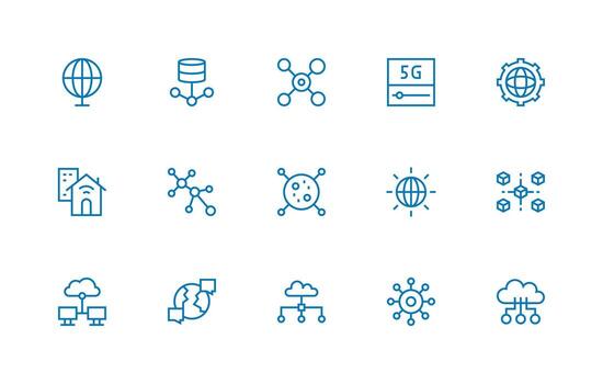 15 Regular Line Icons for Connectivity Graphics Icon Pack for Various Themes vector