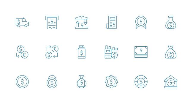 Usd Visual Pack containing 18 Minimal Line Icons Core Icon Collection for Daily Tasks vector