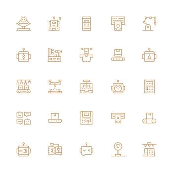 Automated Set with 25 Medium Stroke Outline Icons Customizable Icon Series for Mobile Screens vector