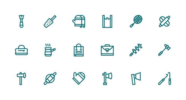 Handle Visual Pack containing 18 Strong Stroke Line Icons Icon Set for Projects vector