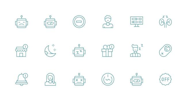 Minimal Line Style Inactive Icons with 18 Vectors Balanced Icon Set for Functional Design