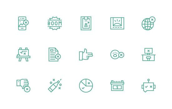 Fail Icon Collection with 15 Regular Line Designs Simple Icons for Interface and Wireframes vector