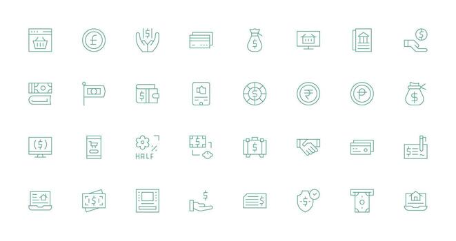 Thin Line Icons from Transaction Set with 32 Vectors Essential Icons for Rapid UI Building