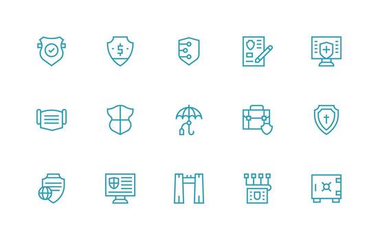 15 Regular Line Style Icons from Safeguard Collection Scalable Icon Pack vector