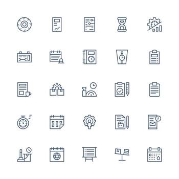 Medium Stroke Outline Style Task Icons with 25 Vectors Interface Icon Collection