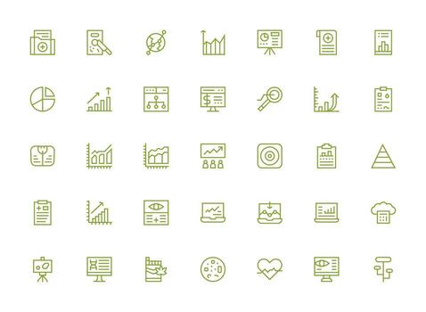 35 regular limpiar línea vectores para gráfico tema rápido acceso íconos para ui desarrollo