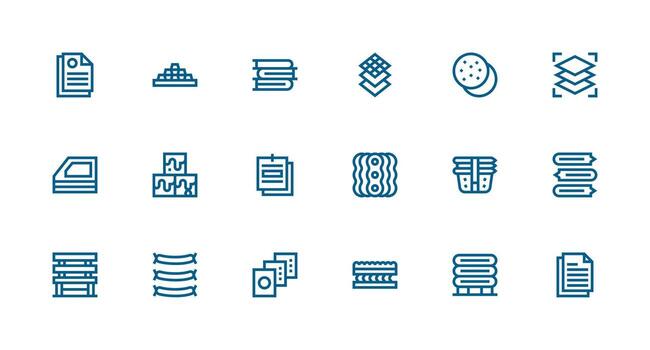 Stack Icon Collection with 18 Strong Stroke Line Designs Full Icon Library for UI Designers vector