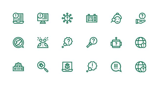 18 Icons for Troubleshooting in Strong Stroke Line Format Web and App Icon Pack Collection vector