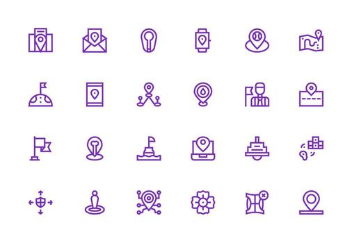 posición presentando 24 íconos en grueso línea línea diseño esencial íconos para rápido ui edificio vector