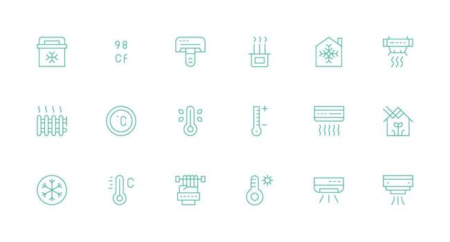 clima controlar incluso 18 mínimo línea ilustraciones escalable íconos para multiplataforma interfaces vector