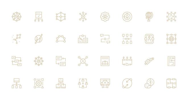 32 Thin Line Style Icons from Data Flow Collection Compact Icon Set vector