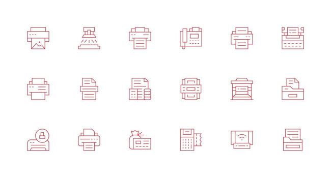 18 Icons for Printer in Minimal Line Format Icons Built for Visual Consistency Pack vector