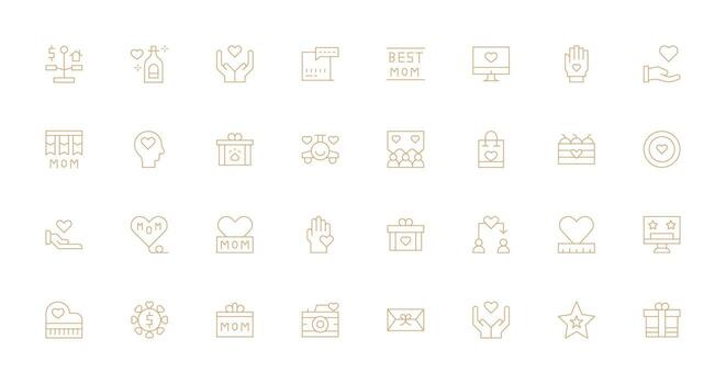 32 Delgado línea estilo íconos desde apreciación colección de múltiples fines icono paquete para plantillas vector