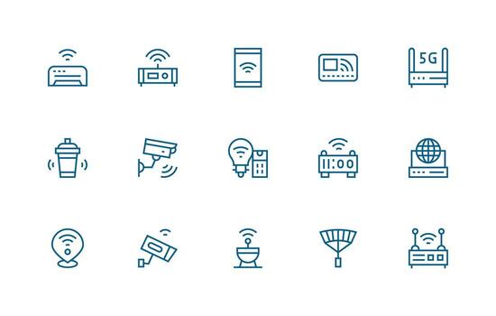 15 Regular Line Vectors for Wifi Theme Design Ready Icon Set for Teams