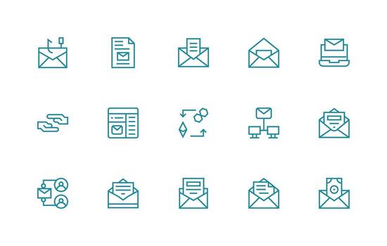 Send featuring 15 Icons in Regular Line Design Lightweight Icon Series for Fast Prototypes vector