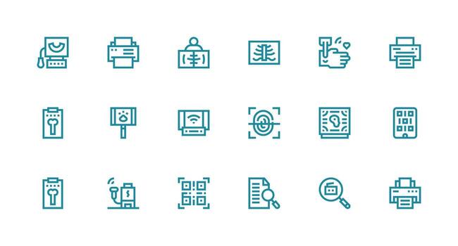 fuerte carrera línea íconos desde escanear conjunto con 18 vectores rápido acceso íconos para ui desarrollo