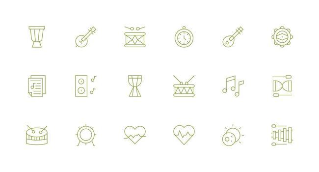 Rhythm Icon Set with 18 Minimal Line Graphics Reusable Icon Set vector