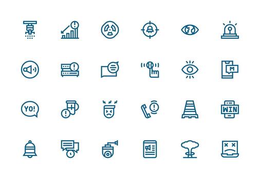 24 Icons for Alert in Thick Line Line Format Customizable Icon Series for Mobile Screens vector