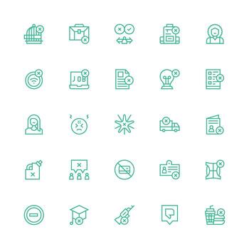 Medium Stroke Outline Style Denied Icons with 25 Vectors Simple Icons for Interface and Wireframes