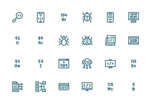 Code Design Icons featuring 24 in Thick Line Line Style Design Icon Pack vector