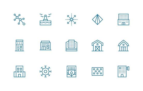 Structure Icon Set with 15 Regular Line Graphics High-Quality Icon Pack vector