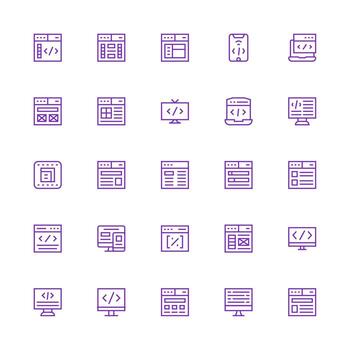 Medium Stroke Outline Style Html Icons with 25 Vectors Clean Icon Pack
