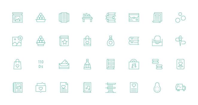 Collection Set with 32 Thin Line Icons Interface Icon Collection for Daily Projects vector