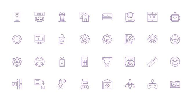 Control Panel featuring 32 Icons in Thin Line Design Dashboard Icon Series vector
