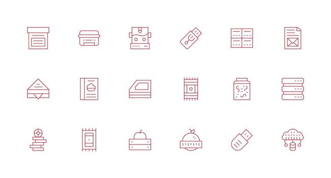 18 Minimal Line Designs for Data Storage Icons Reliable Icons for All Interfaces vector