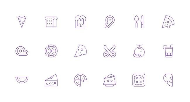 Slice Set with 18 Minimal Line Icons Scalable Icon Pack vector