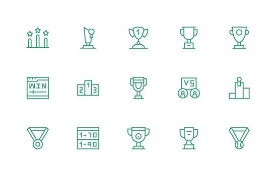 concurso conjunto con 15 regular línea íconos agudo íconos para presentaciones vector