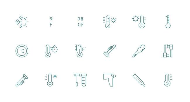18 Minimal Line Icons for Fahrenheit Graphics Optimized Icon Pack for Digital Products vector