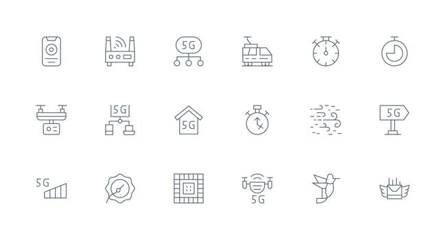 18 Minimal Line Icons for Speed Graphics Balanced Icon Set for Functional Design vector