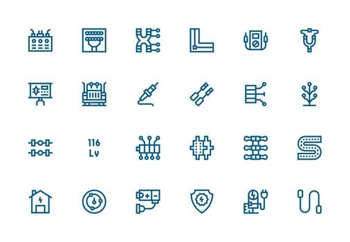 grueso línea línea íconos desde circuito conjunto con 24 vectores neutral estilo íconos para ninguna proyecto