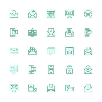 bandeja de entrada icono conjunto con 25 medio carrera contorno gráficos usuario interfaz íconos para digital productos vector