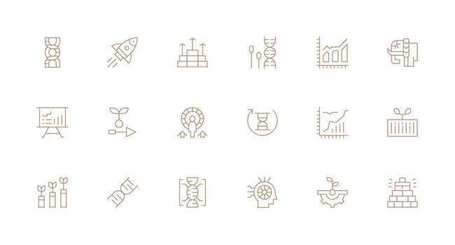 evolución visual paquete conteniendo 18 mínimo línea íconos escalable íconos para todas temas vector