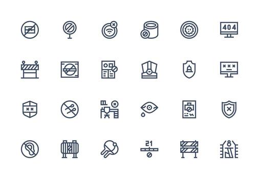 Access Denied Set with 24 Thick Line Line Icons User Interface Icons for Digital Products vector