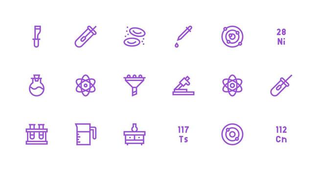 Strong Stroke Line Icons from Chemistry Set with 18 Vectors Neatly Designed Icons for Web Platforms