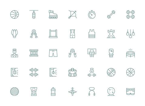 35 Light Line Designs for Exercise Icons Well-Structured Icons for Creative Use vector