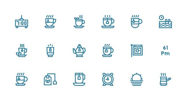 18 Strong Stroke Line Icons for Afternoon Graphics Scalable Icons for All Themes vector