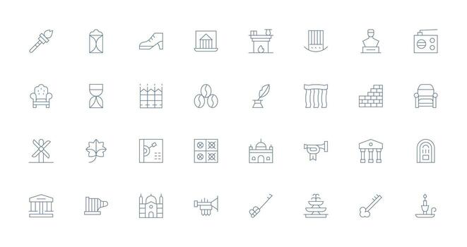Classic Icon Collection with 32 Thin Line Designs Clean Icon Collection for Web Use vector