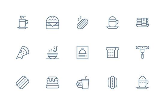 15 regular línea estilo íconos desde cena colección simplificado icono paquete para visual herramientas vector