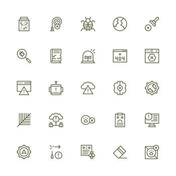 25 medio carrera contorno estilo íconos desde error colección diseño icono colección vector