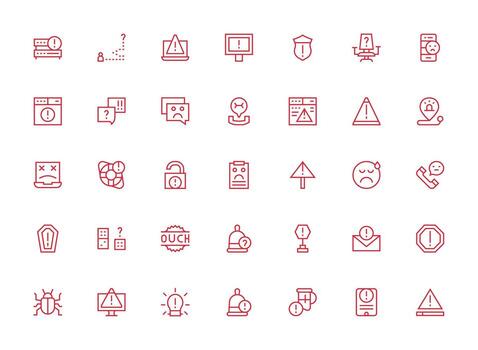 problema presentando 35 íconos en regular limpiar línea diseño escalable icono paquete vector