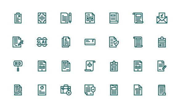 Contract Icon Collection with 28 Bold Line Designs Flexible Icon System for Web Interfaces vector