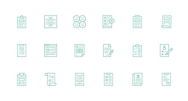 Minimal Line Style Questionnaire Icons with 18 Vectors Flexible Icon System for Web Interfaces